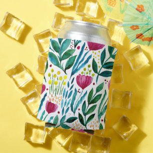 Botanical floral illustration can cooler