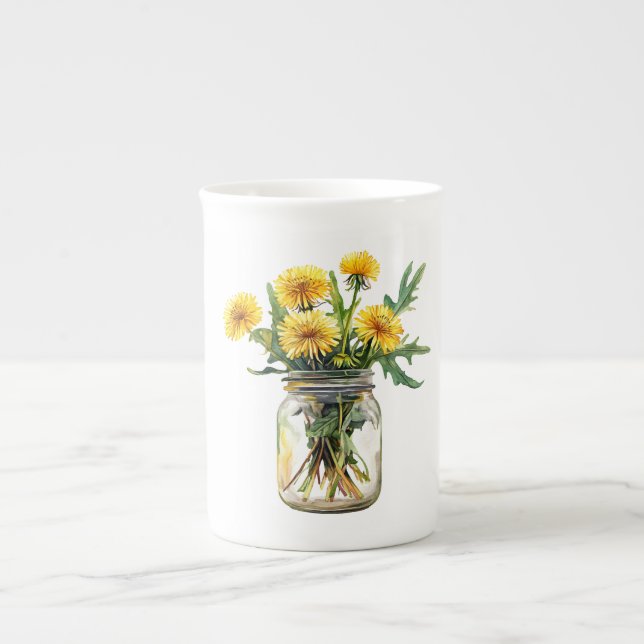 Botanical Floral Illustration Garden Gift Bone China Mug (Front)