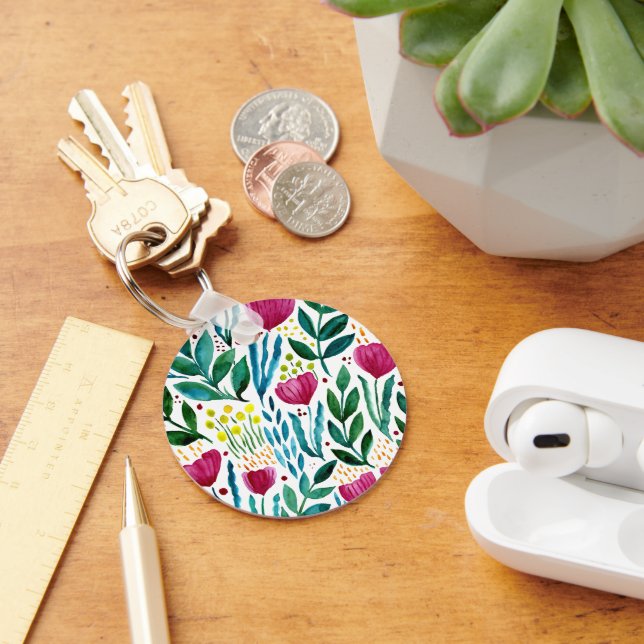 Botanical floral illustration  key ring (Desk)