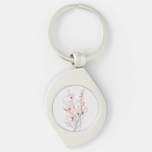 Botanical Floral Illustration   Minimal Nature Aes Key Ring