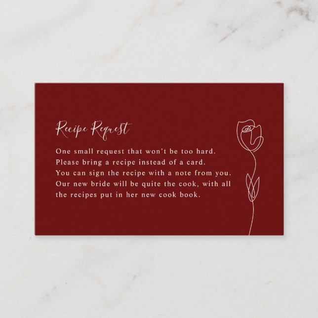 Botanical Floral Illustration Recipe Request Card (Front)