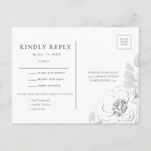 Botanical Floral Illustration RSVP Postcard
