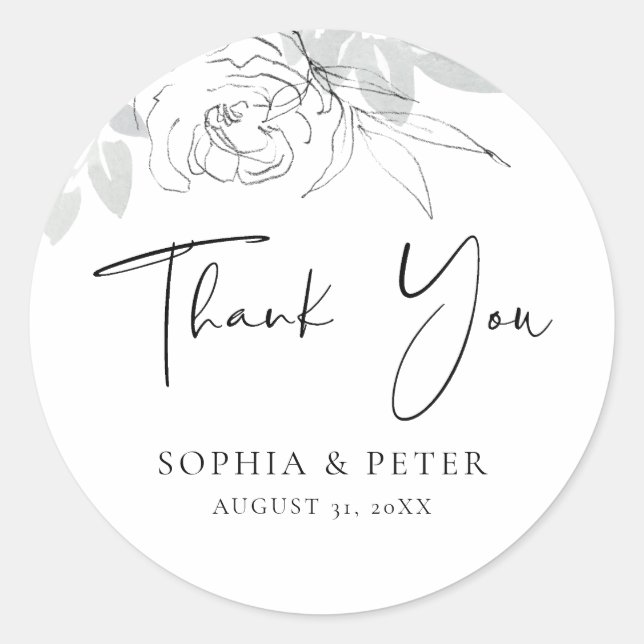 Botanical Floral Illustration Thank you Sticker (Front)