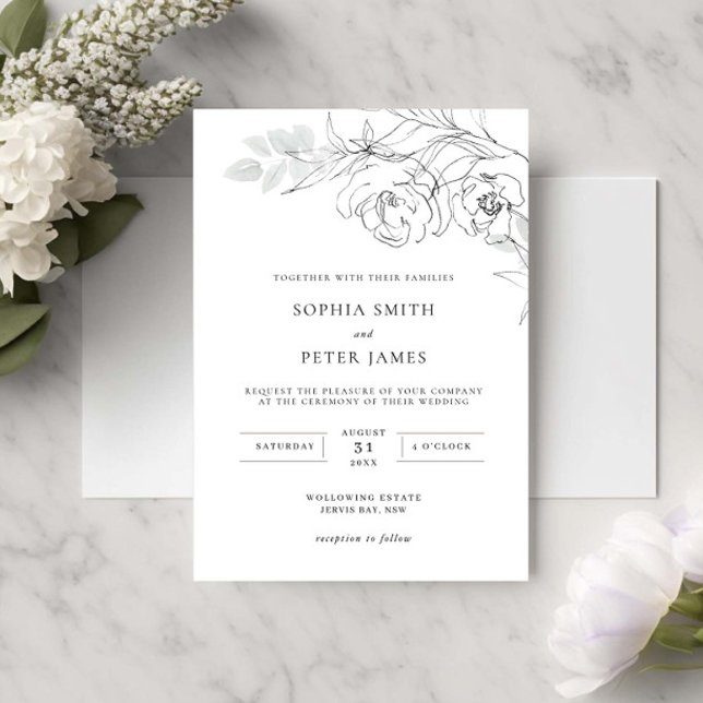 Botanical Floral Illustration Wedding Invitation (Creator Uploaded)