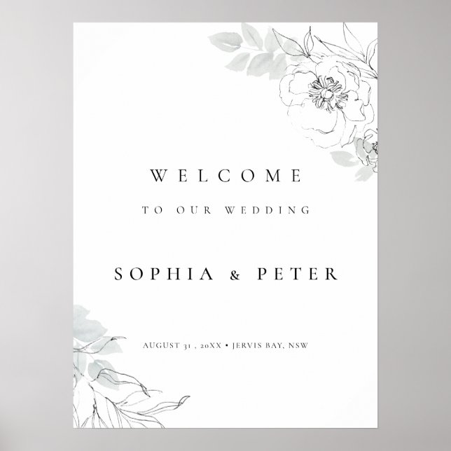 Botanical Floral Illustration Welcome Sign (Front)