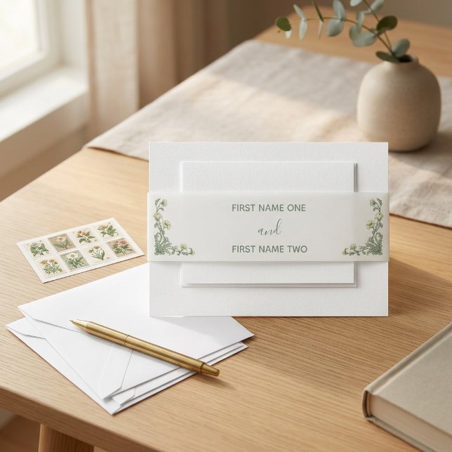 Botanical Floral Invitation Belly Band (Botanical Floral Invitation Belly Band)