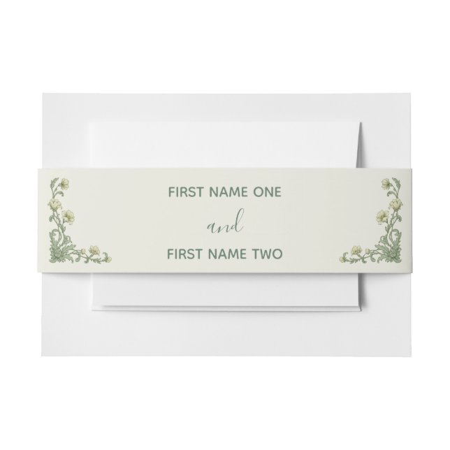 Botanical Floral Invitation Belly Band (Front Example)