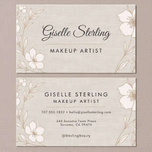 Botanical Floral Linen Makeup Artist Beauty  Business Card