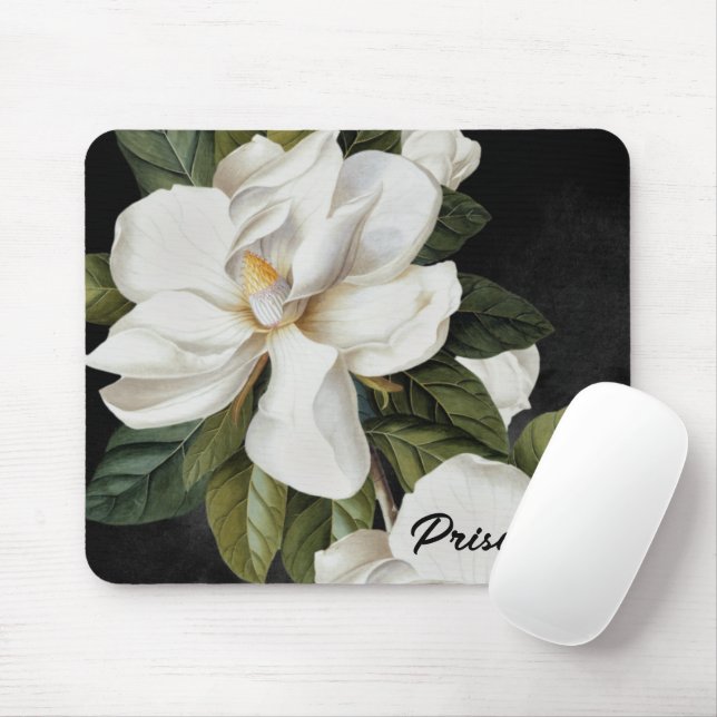 Botanical Floral Magnolia Personalised Mouse Mat (With Mouse)