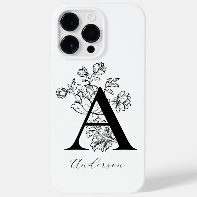 Botanical Floral Monogram Letter A Name   Case-Mate iPhone Case (Back)