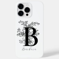 Botanical Floral Monogram Letter B Name