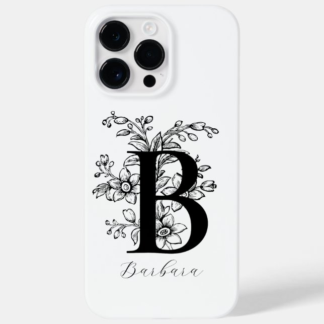 Botanical Floral Monogram Letter B Name    Case-Mate iPhone Case (Back)