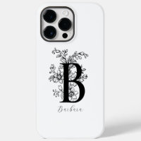 Botanical Floral Monogram Letter B Name