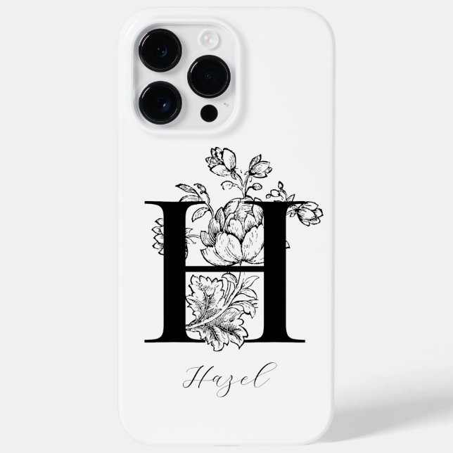 Botanical Floral Monogram Letter H Name     Case-Mate iPhone Case (Back)