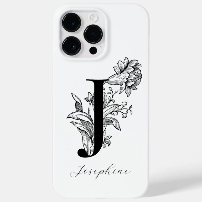 Botanical Floral Monogram Letter J Name      Case-Mate iPhone Case (Back)
