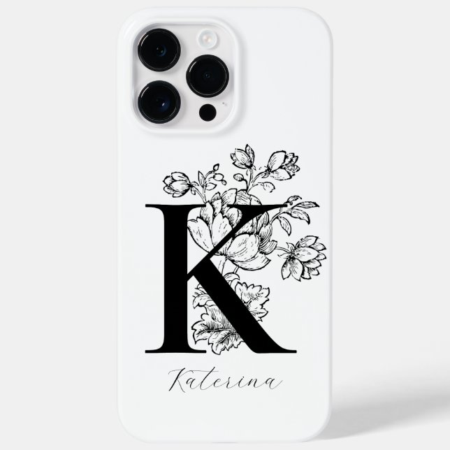Botanical Floral Monogram Letter K Name       Case-Mate iPhone Case (Back)