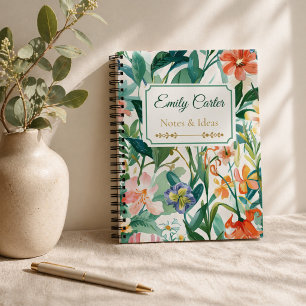 Botanical Floral Name Personalised Notebook