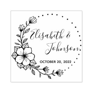 Botanical Floral Names Wedding Rubber Stamp