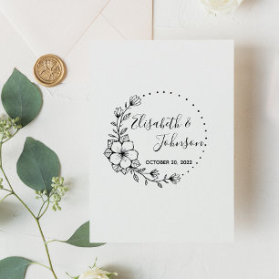 Botanical Floral Names Wedding Rubber Stamp