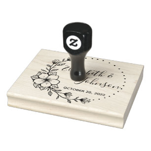 Botanical Floral Names Wedding Rubber Stamp