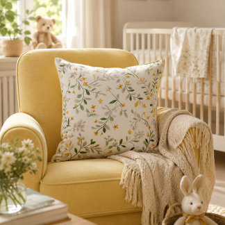 Botanical Floral Nursery Throw Pillow Cushion