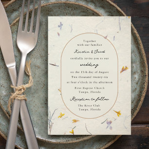 Botanical Floral Paper Modern Digital Wedding  Invitation