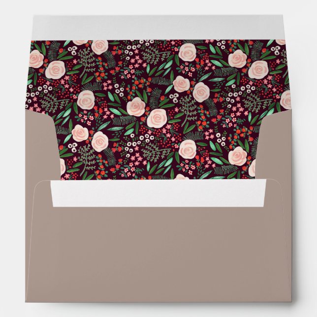 Botanical Floral Pattern Christmas Holiday  Envelope (Back (Bottom))
