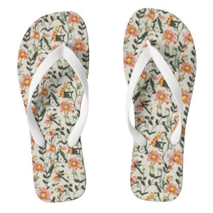 Botanical Floral Pattern Flip Flops