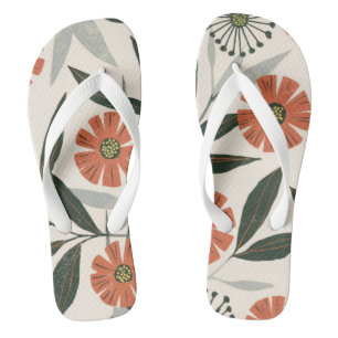 Botanical Floral Pattern Flip Flops