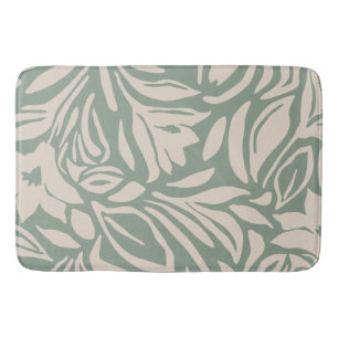 Botanical Floral Pattern in Sage and Cream Bath Mat