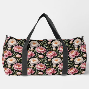 Botanical Floral Pattern Peony Duffle Bag