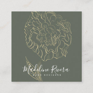 Botanical Floral Peony Art Home Event Designer Square Business Card