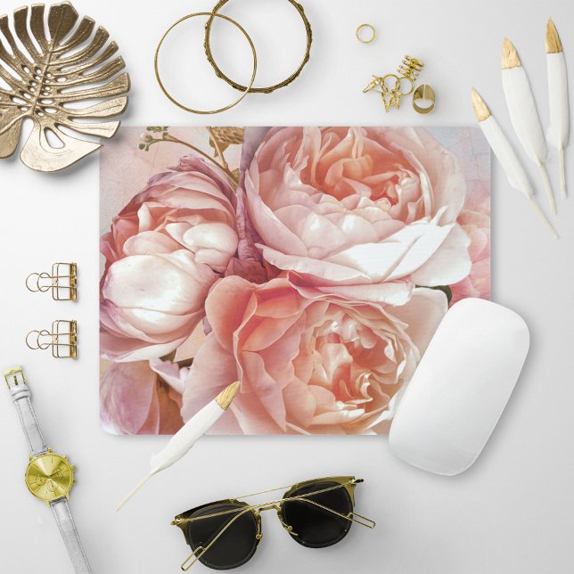 Botanical Floral Peony Blush Pink Rose Mouse Mat (Creator Uploaded)