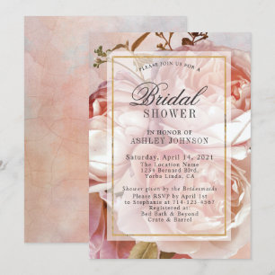 BOTANICAL FLORAL PEONY   Bridal Shower Invitation