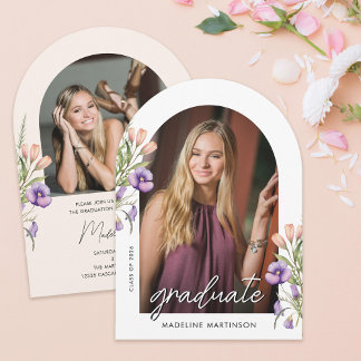 Botanical Floral Photo Graduation Arch Invitation