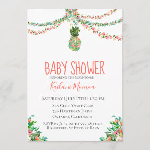 Botanical Floral Pineapple Baby Shower Invitation