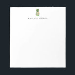 Botanical Floral Pineapple Notepad<br><div class="desc">Elegant watercolor island botanical pineapple logo design,  personalised with name,  white notepad.  Text font style and colour can be customised.</div>