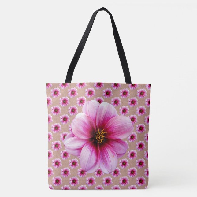 Botanical Floral Pink on any Colour Tote Bag (Front)