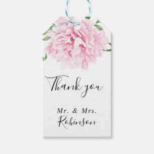 Botanical Floral Pink Peony Elegant Wedding Gift Tags