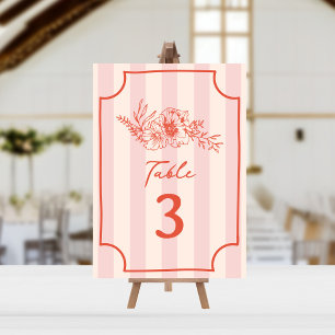 Botanical Floral Pink Stripe Wedding Invitation