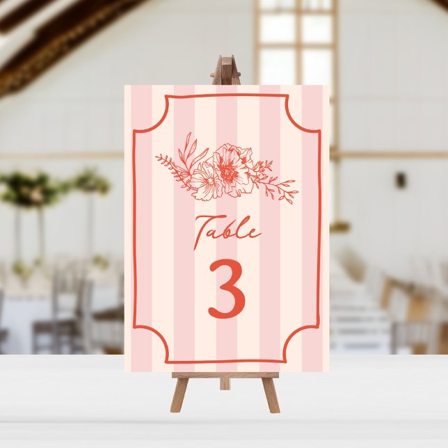 Botanical Floral Pink Stripe Wedding Invitation (Creator Uploaded)