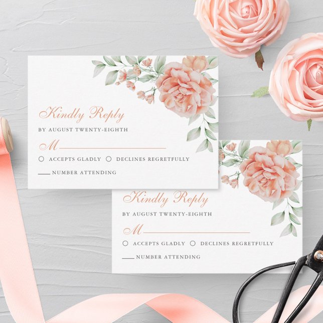 Botanical Floral Pink Watercolor Elegant Wedding  RSVP Card (Creator Uploaded)