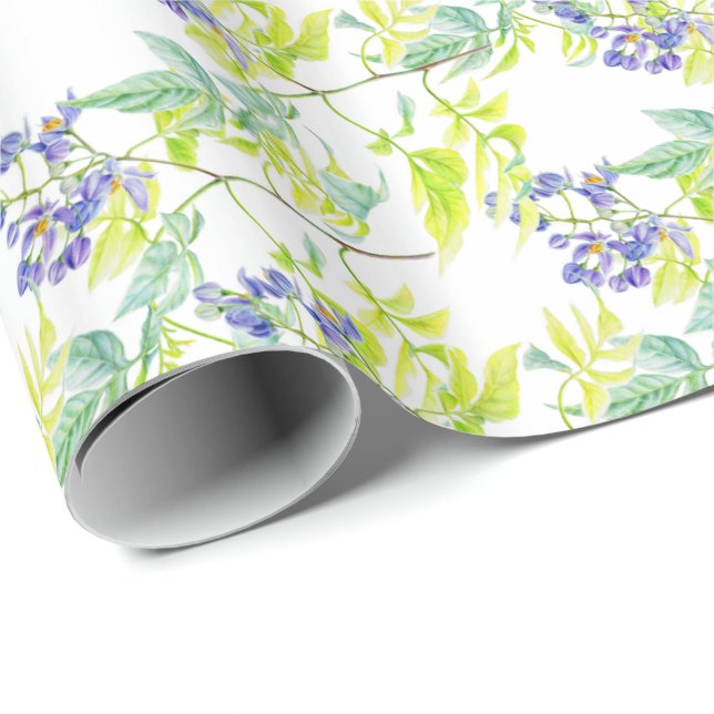 Botanical floral purple watercolor art wrap wrapping paper (Roll Corner)