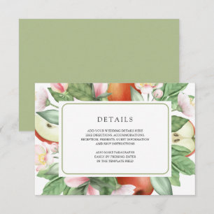 Botanical Floral Red Apple Orchard Wedding Details Enclosure Card