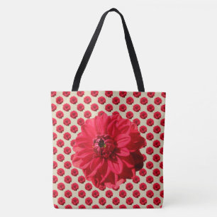 Botanical Floral Red on any Colour Tote Bag
