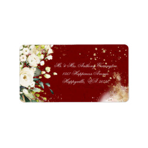 Botanical Floral Rustic Red Wedding Return Label