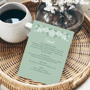Botanical Floral Sage Mint Emerald Green Wedding Enclosure Card