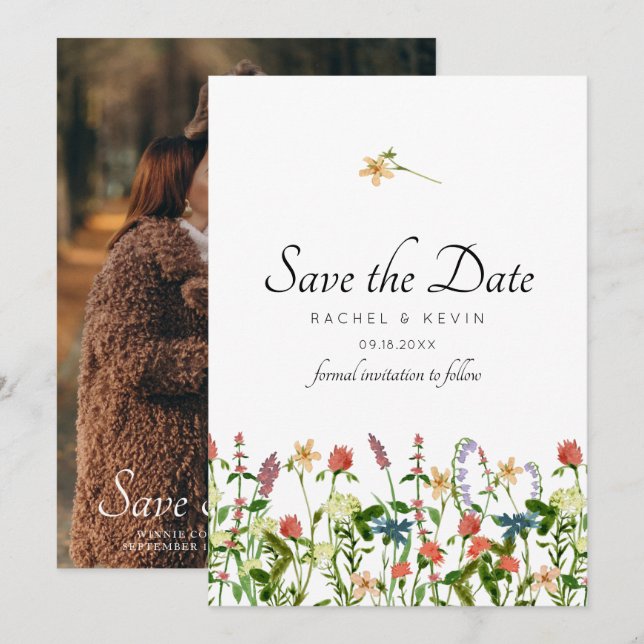Botanical Floral Save The Date Invitation (Front/Back)