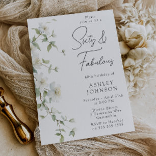 Botanical floral Sixty & Fabulous 60th Birthday Invitation