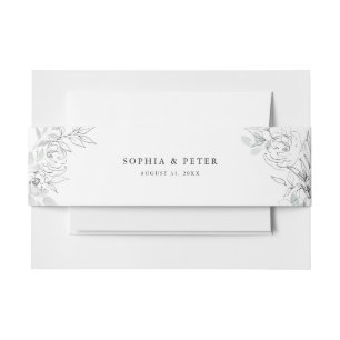 Botanical Floral Sketch Invitation Belly Band